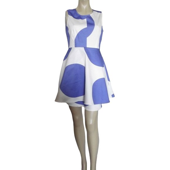 PJK Dresses & Skirts - PJK Jr. Size Small White Purple-Blue Geo Dot Print Sleeveless Sheath Dress